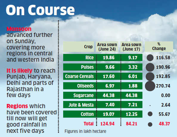 Monsoon gathers momentum, sowing picks up