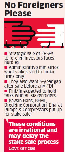 CPSE stake sale: Ministries wary of foreign investors