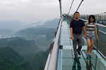 Glass bottom skywalk thrills in China