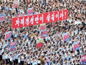 North Koreans rally amid tensions with US