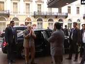 PM Modi greets people outside hotel in Russia