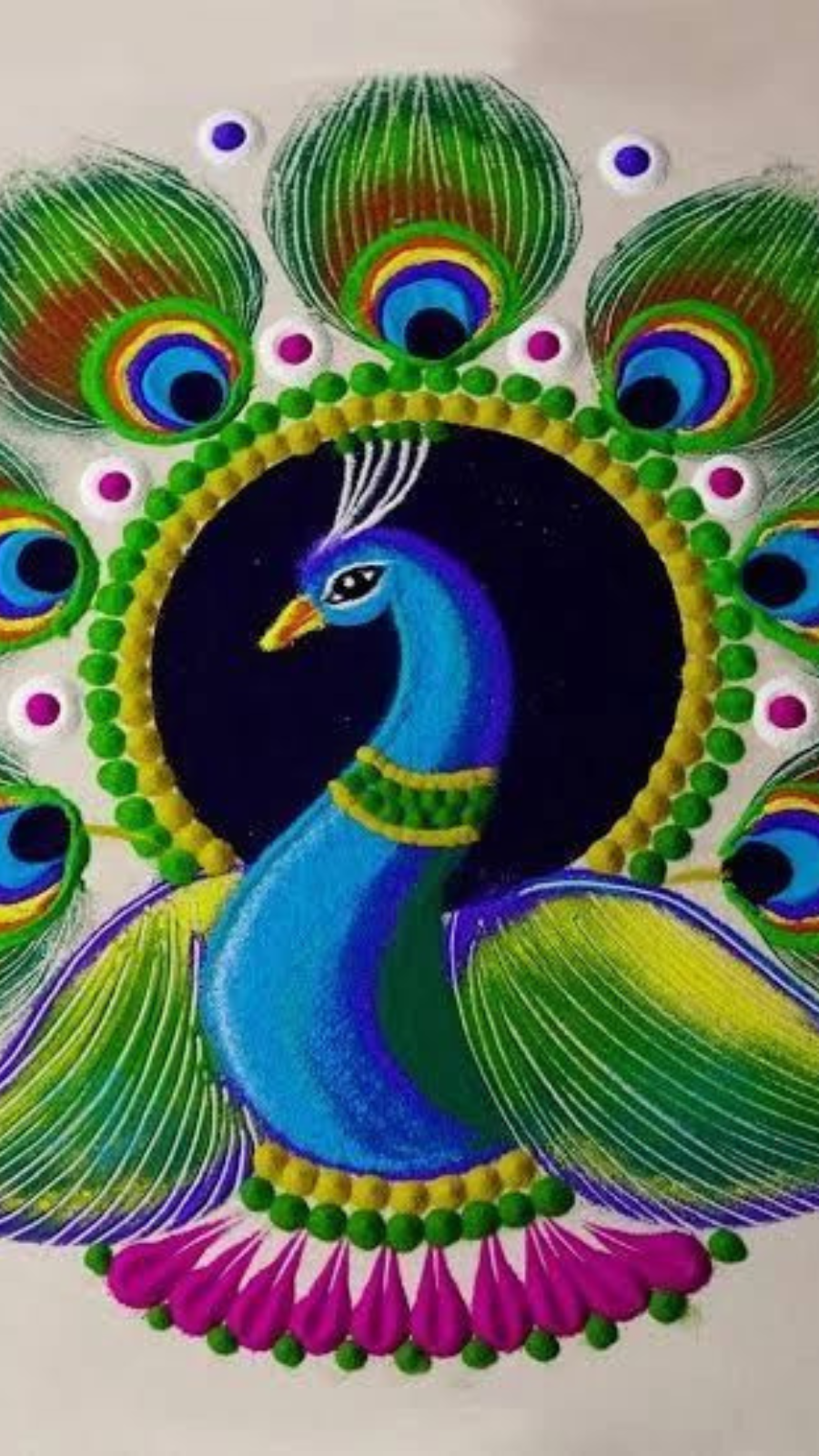 Peacock rangoli design 1437 - YouTube