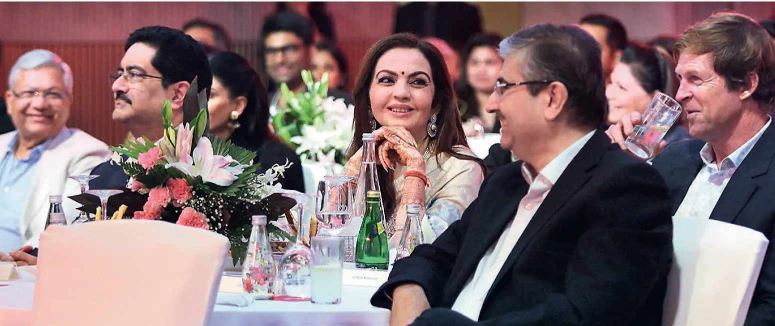 Ravi Jaipuria, Kumar Manglam Birla, Nita Ambani, Uday Kotak and Jonty Rhodes in the audience  