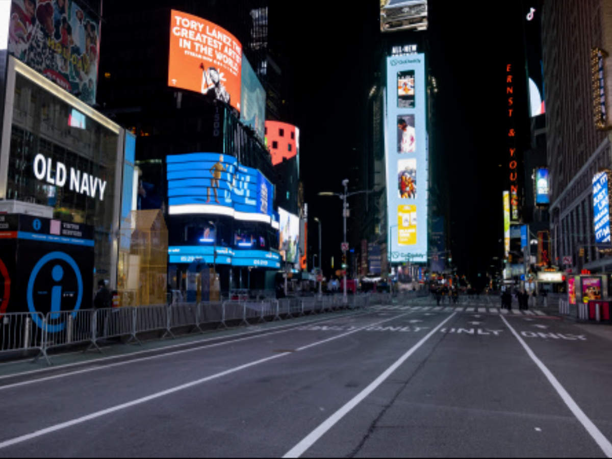 New York’s Times Square empty on New Year’s Eve