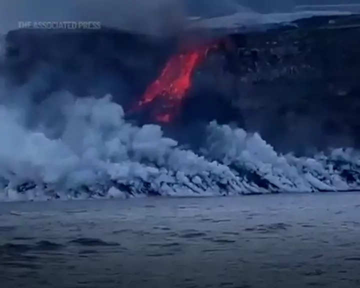 Watch: Lava from Spanish volcano pours into sea