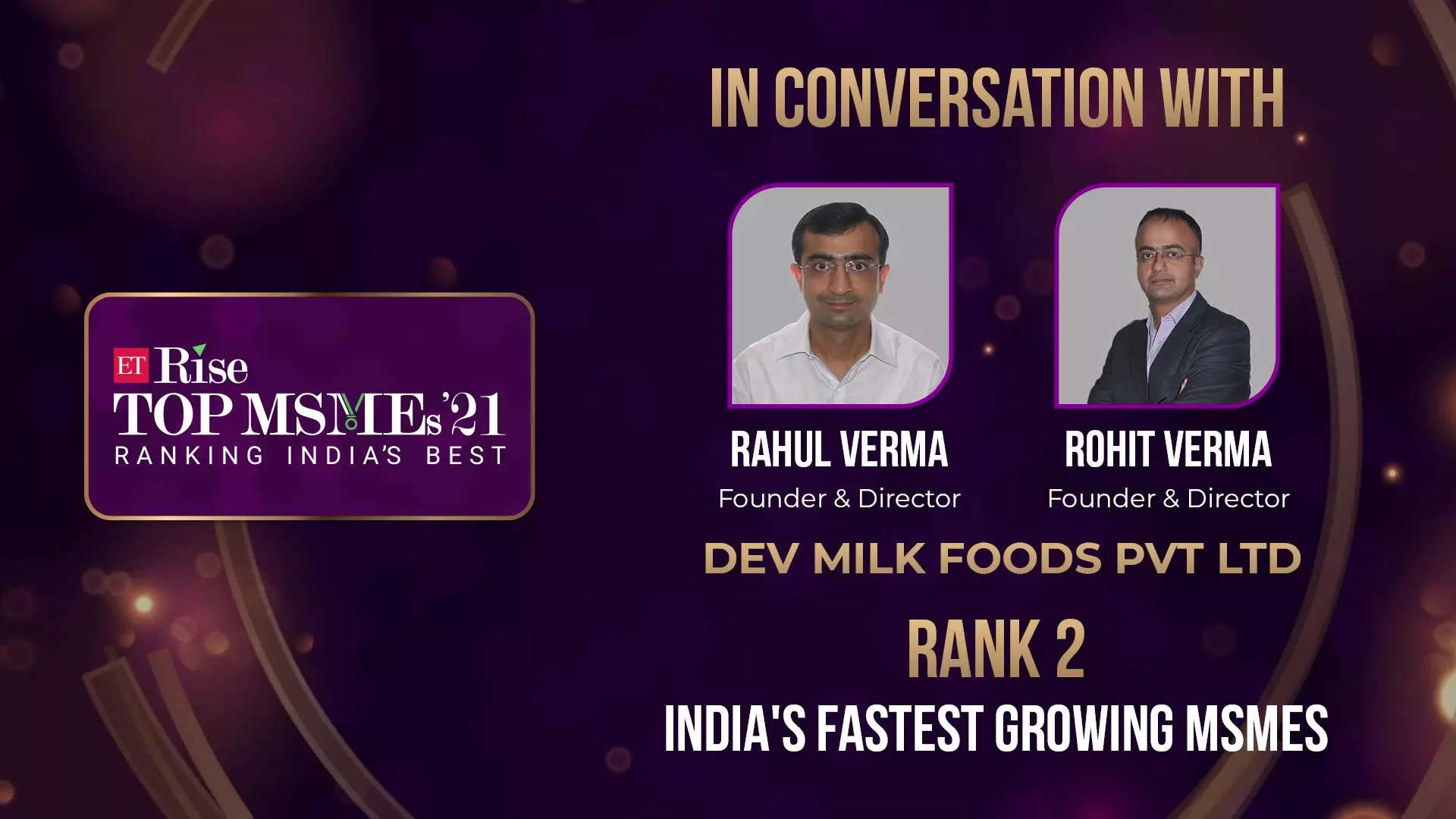 ETRise Top MSME Ranking 2021 | Dev Milk Foods | Rank 2 - India’s Fastest Growing MSMEs