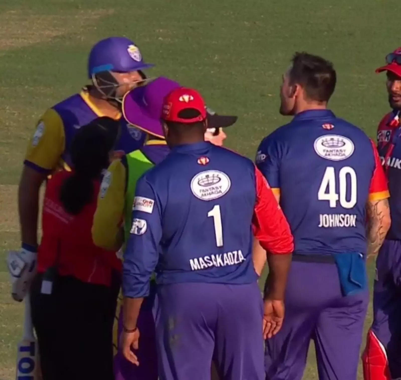 Watch: Mitchell Johnson pushes Yusuf Pathan in ugly mid-pitch spat