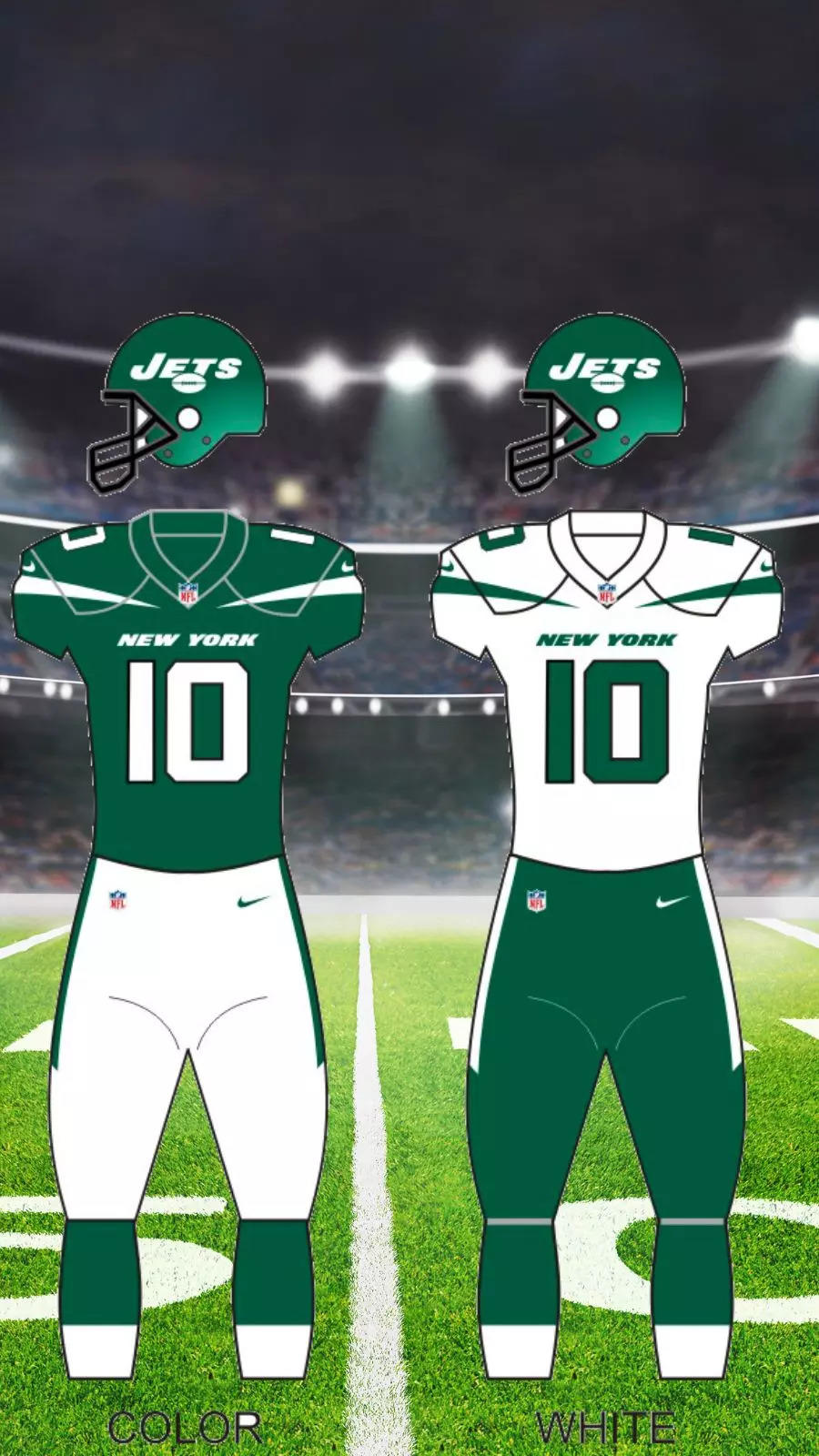 New York Jets Away White Team Jersey