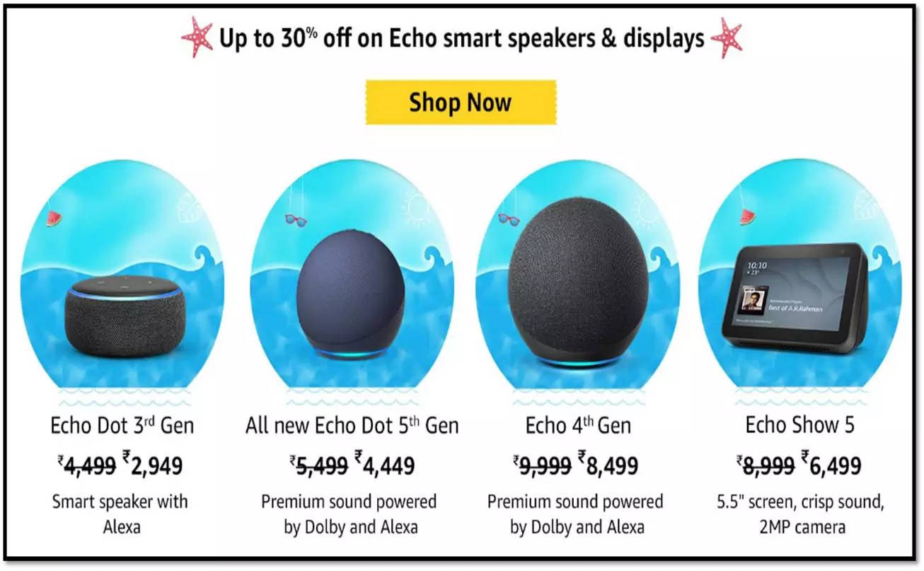 All New Echo Show 5 (2nd Gen, 2021 Release) - Smart Speaker With Alexa(blue)  at Rs 6499/piece, Kolkata