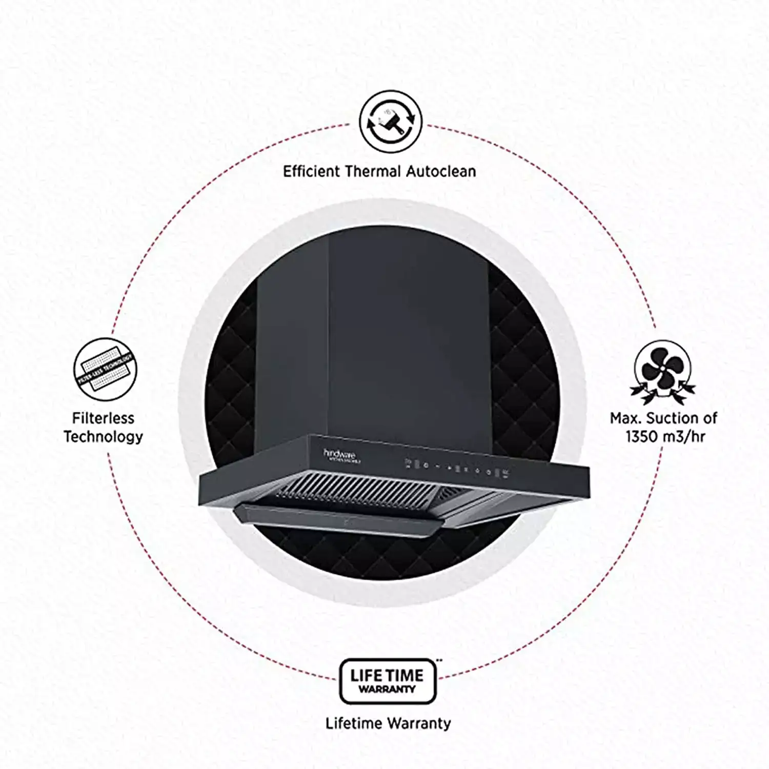Image for HindwareAtlanta60cm1350m3%2FhrFilterlessAutocleanKitchenChimney
