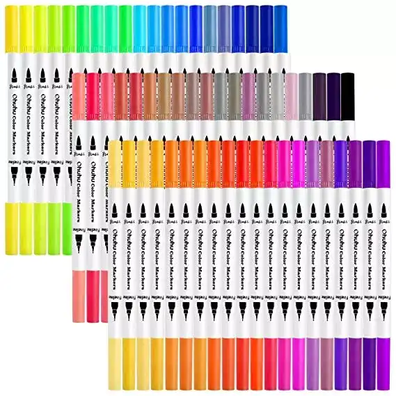 Image for OhuhuArtMarkers60ColoursDualTipsColoringBrushFinelinerColourPens