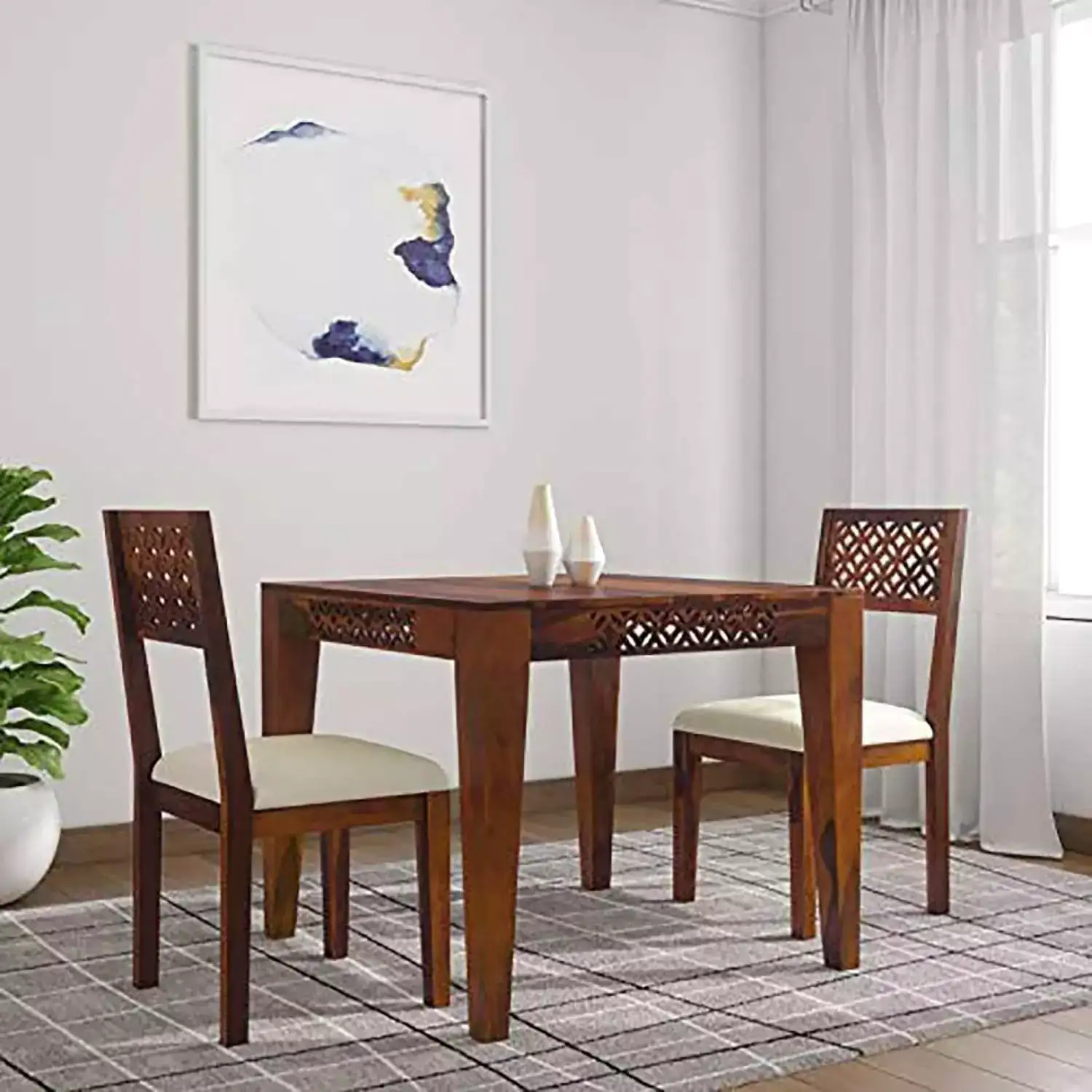 Image for ORMEESheeshamWood2SeaterDiningTableSetwith2Chair
