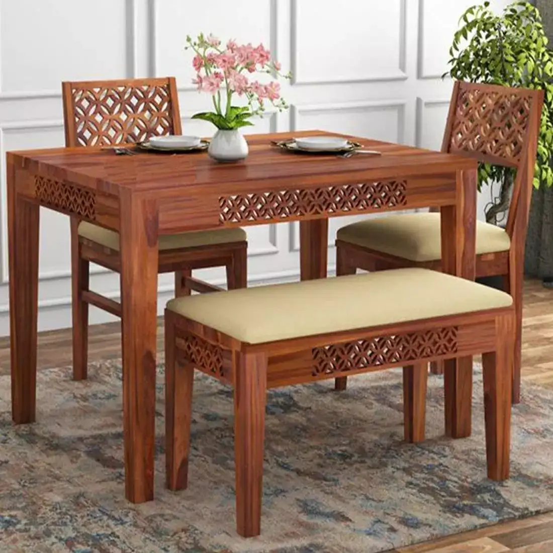 Image for BNFurnitureSolidSheeshamWood4-seaterDiningTableSet