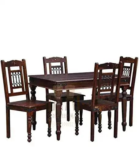 Image for SolidSheeshamWoodenDiningTableSet-4-seater