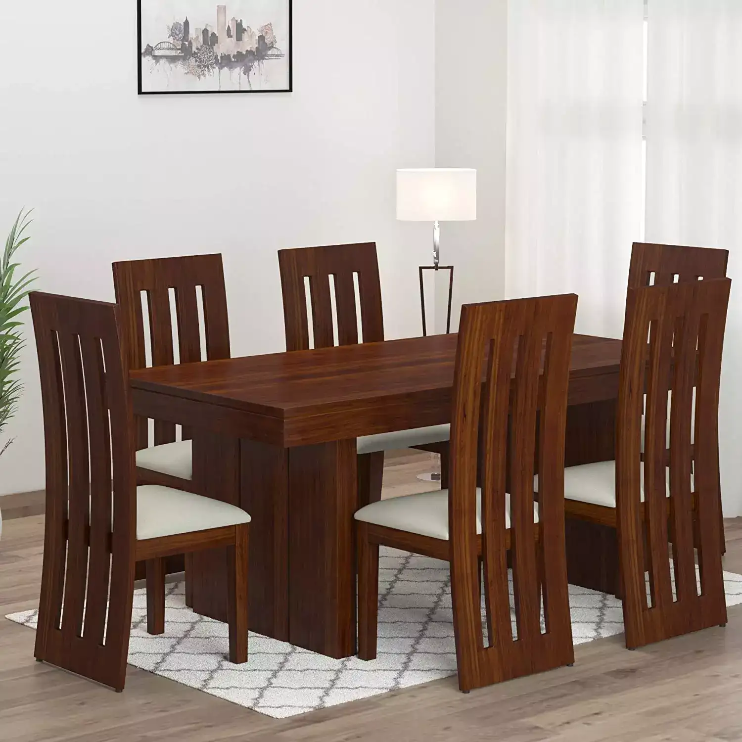 Image for MAMTADECORATIONSheeshamWoodDiningTableSetwith6ChairforLivingRoom
