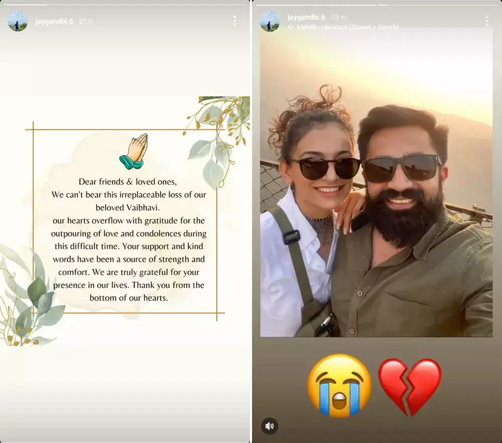 vaibhavi upadhyay 'Can't bear this irreplaceable loss.' Vaibhavi