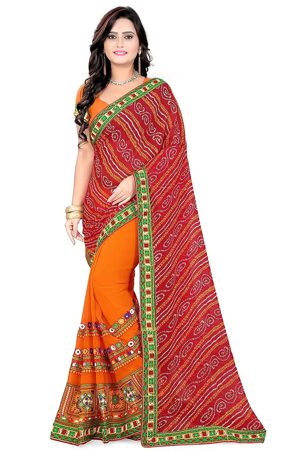Image for ArrivaFabWomen'sGeorgetteSareewithBlousePiece