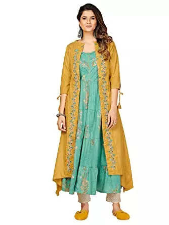 SVF 3/4th Sleeve Long Shrug Over Printed Cotton Kurti, Size: XL at Rs  800/piece in Jaipur