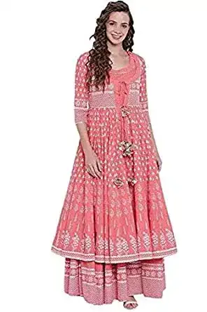 Image for KANSHIWomen'sAnarkaliKurtiwithLutkunShrug