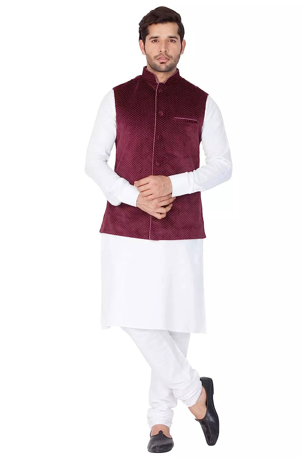 Buy Maroon Slub Silk Embroidered Jacket And Kurta Set For Men by Jatin  Malik Online at Aza Fashions.