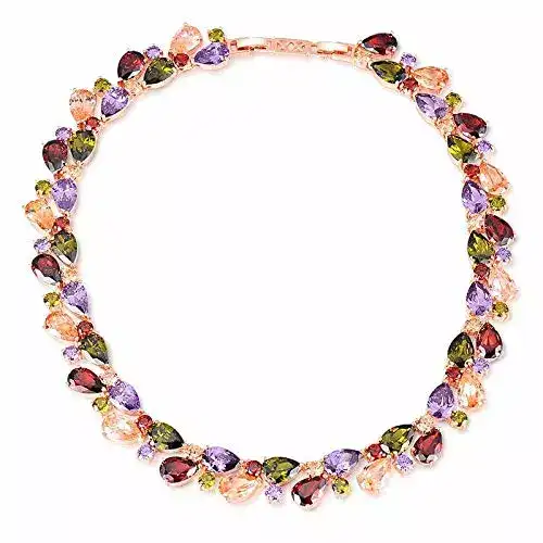 Image for YouBellaJewelleryStylishAAASwissZirconMulticolorNecklaceJewelleryforWomen