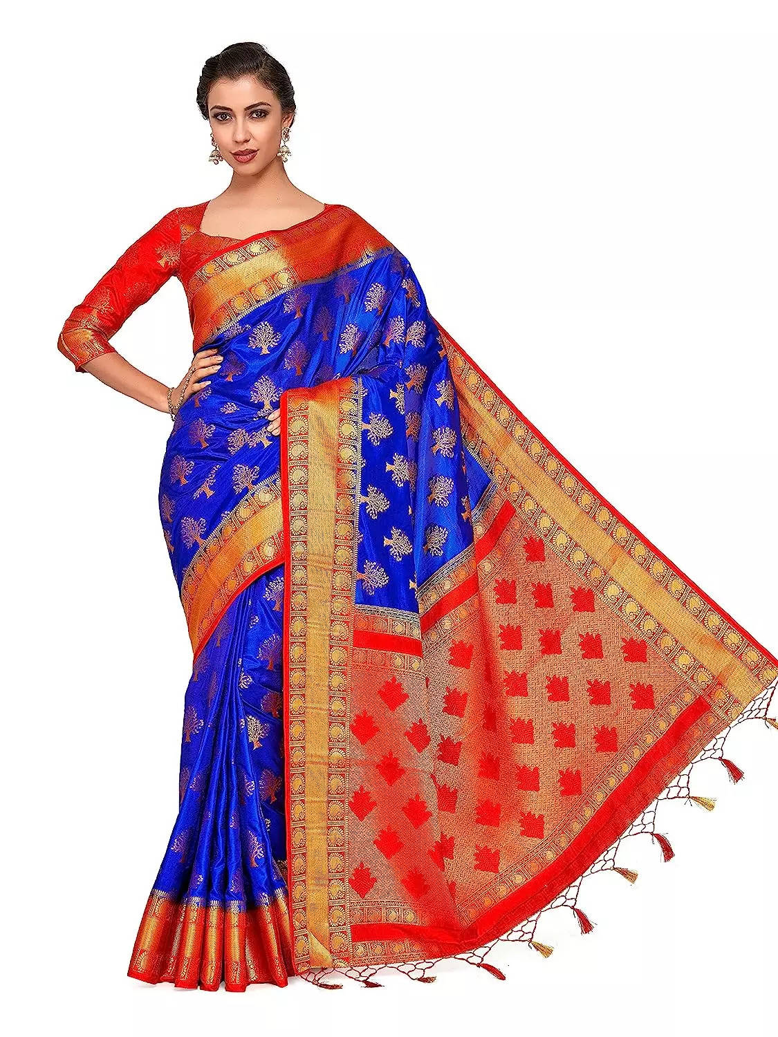 Red printed zari pattu silk with rich print look saree, Casual Wear at Rs  929 in Surat