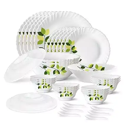 Image for LarahbyBorosilGreenLeavesSilkSeriesOpalwareDinnerSet