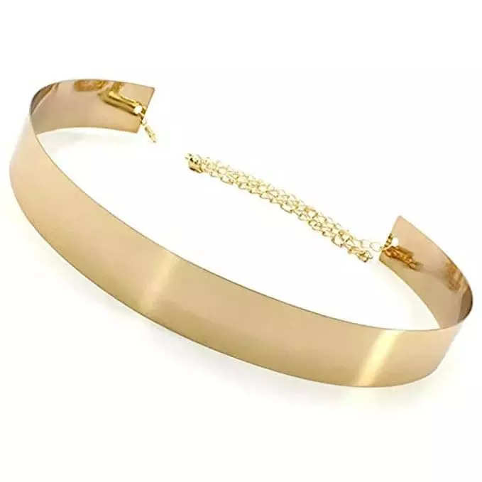 Adyashree Emporium Plain Metal Adjustable Golden Colour Design Women's  Stylish Waist Belts/Center Belt/Kamarband for Girls Saree, Long Gown Dresses