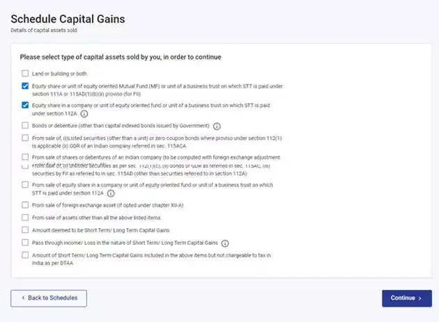 Schedule capital gains
