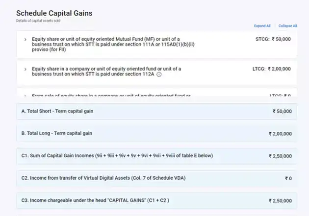 Schedule capital gains