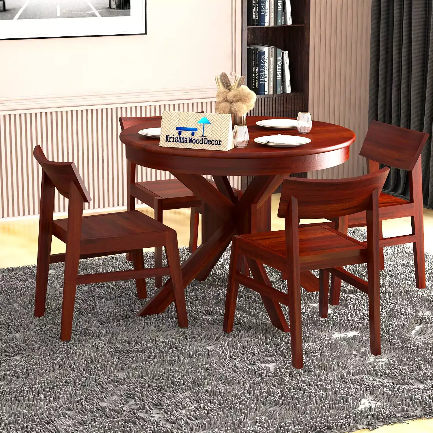 Image for KrishnaWoodDecorRoundDiningTable