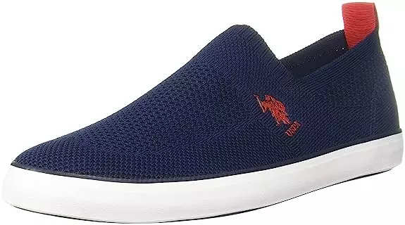U.S Polo Assn. White Sneakers With Blue And Red Details - Fancy Soles