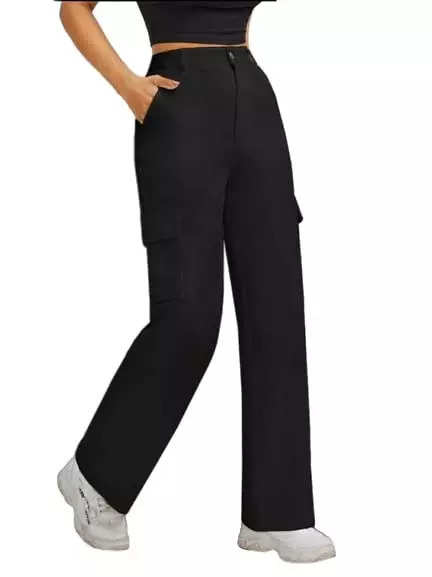 WANYNG cargo pants women Adjustable Elastic Waist Cargo Straight Leg Loose  Baggy Wide Leg Trousers pants for women Black M - Walmart.com