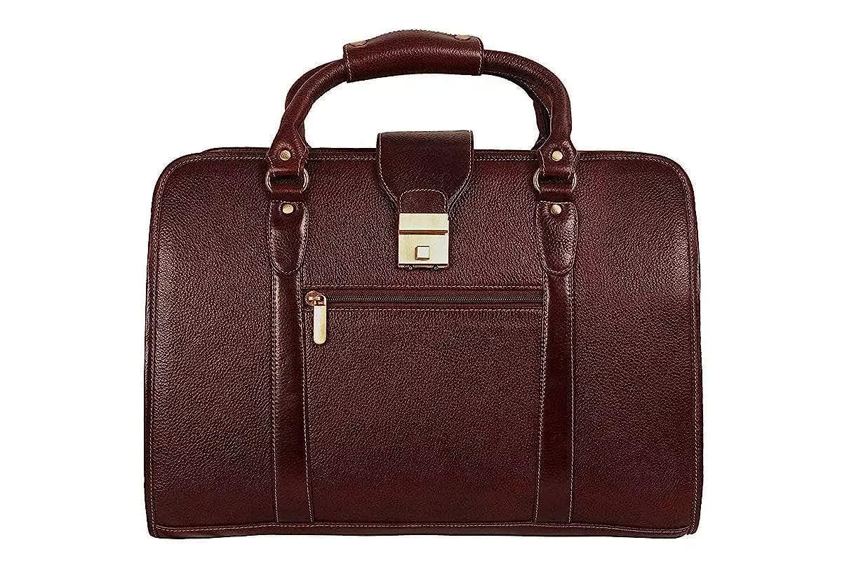 Premium Leather Laptop Bag for Men with Should Strap and 15.6 inch Laptop  Compartment