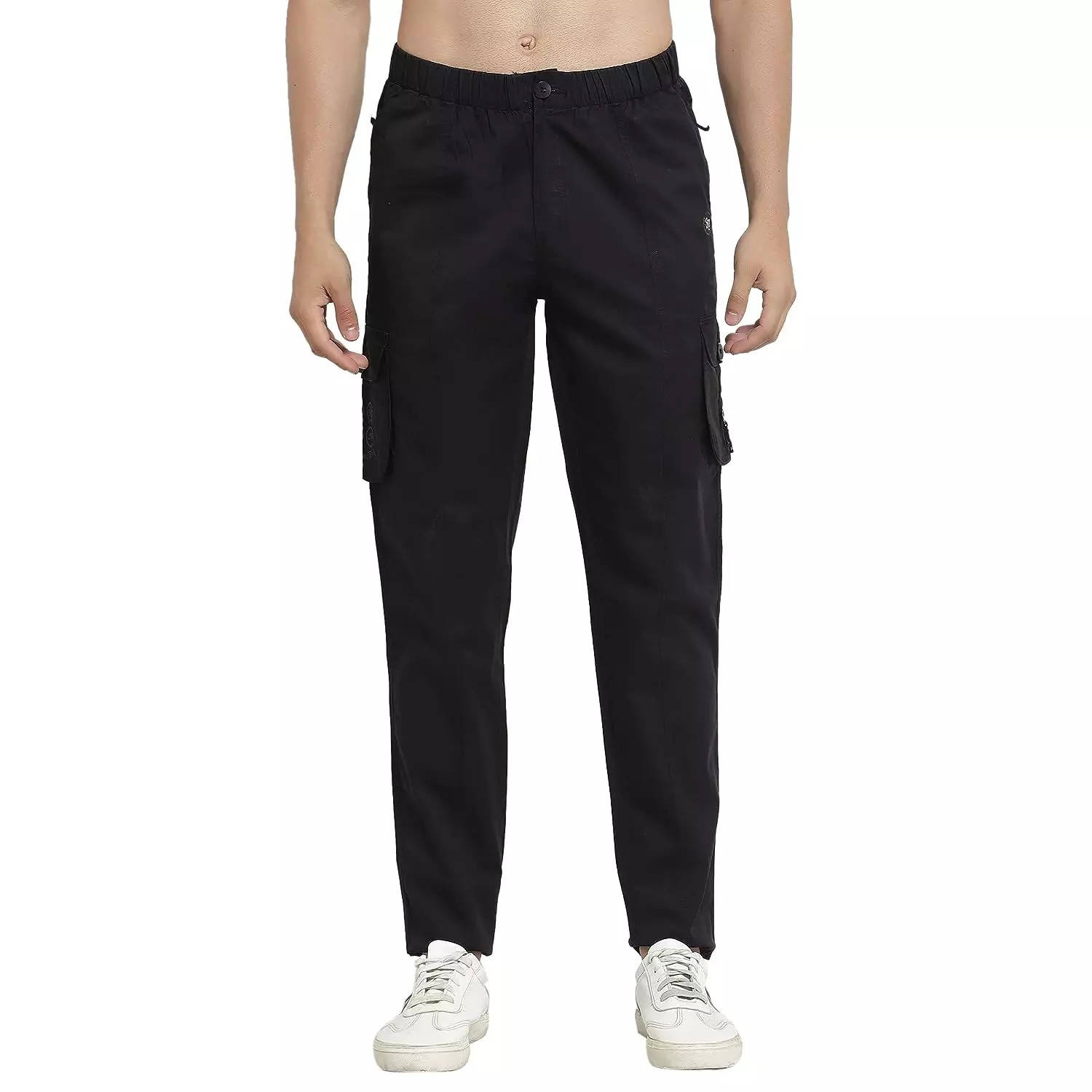 Solid 6 Pockets Cargo Pant With Black Strip On Pocket, Slim and Regular fit  at Rs 585/piece in New Delhi