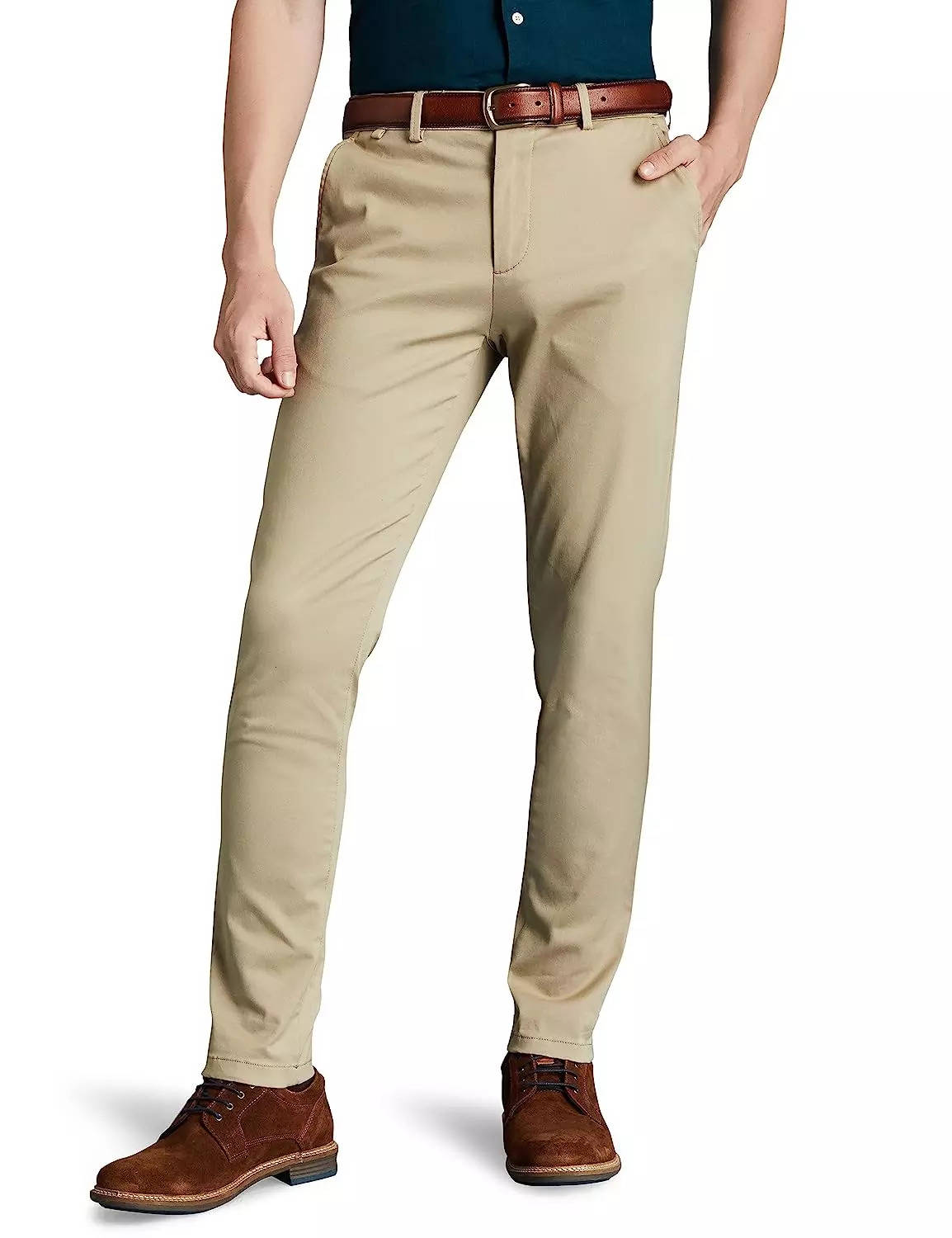 Classic Polo Mens Cotton Solid Slim Fit Khaki Color Trouser | Tn2-06 B