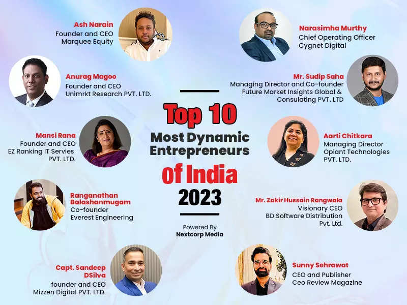 Top 10 Most Dynamic Entrepreneurs of India 2023 - The Economic Times