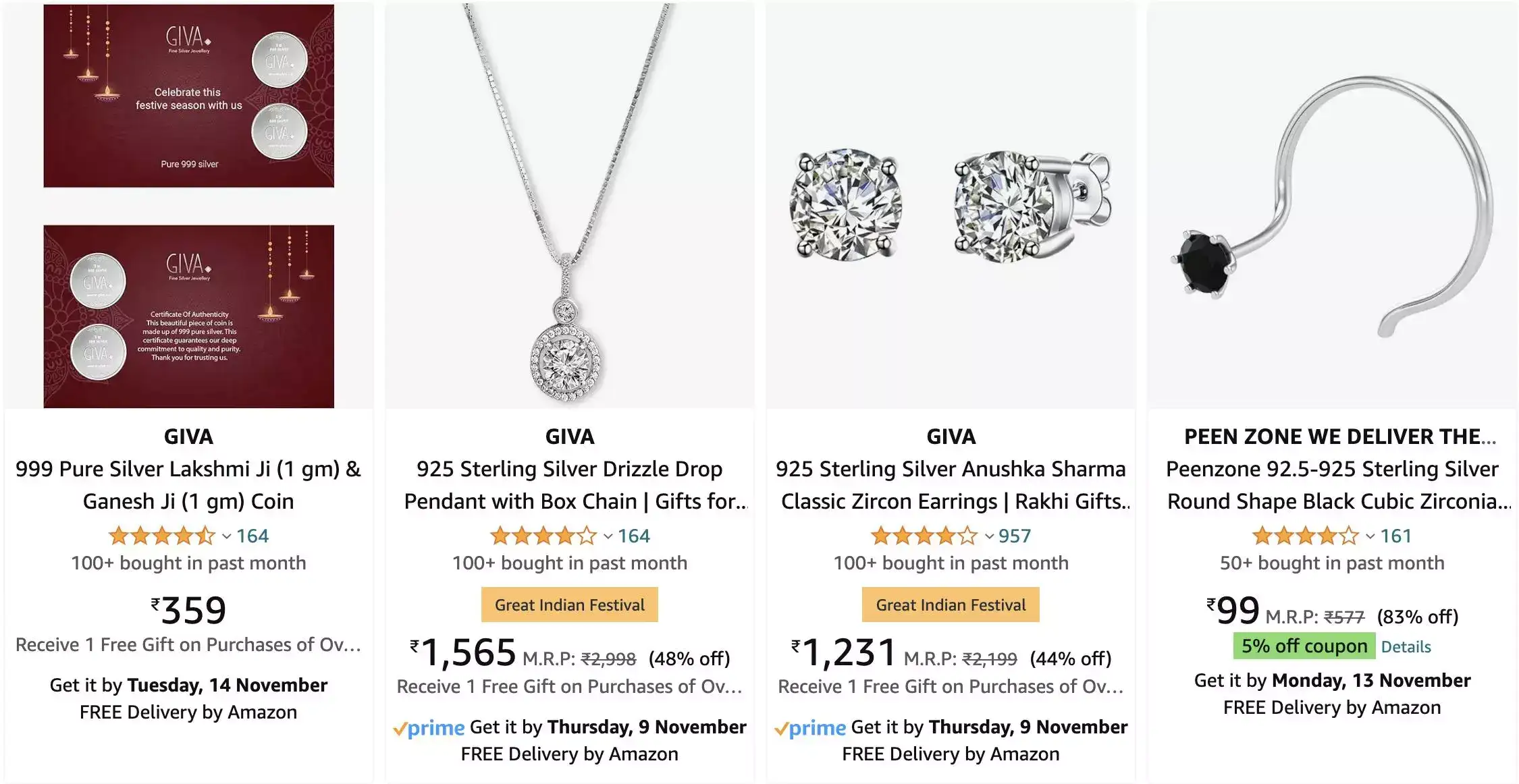 Amazon sale 2024 Amazon Sale Sparkle more with up to 60 off on Silver Jewellery this Diwali