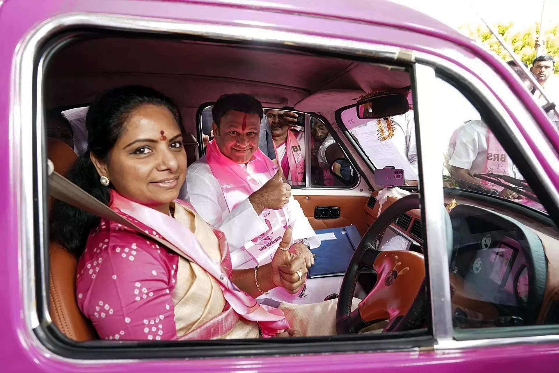 Telangana: Poll officials check vehicle of K Kavitha, second time this month 