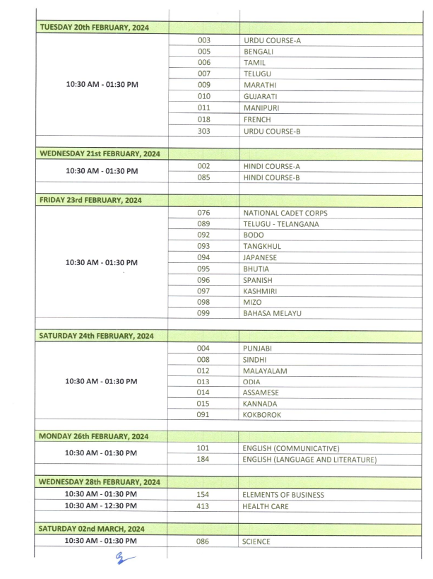 Class 10 Cbse Date Sheet 2024 Evonne Katrinka