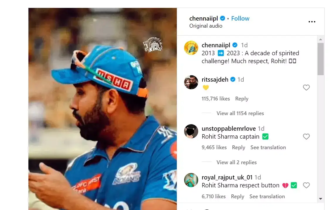 Csk Postal Rohit Sharma's wife, Harsha Bhogle, Sunil Gavaskar react after Indian ...
