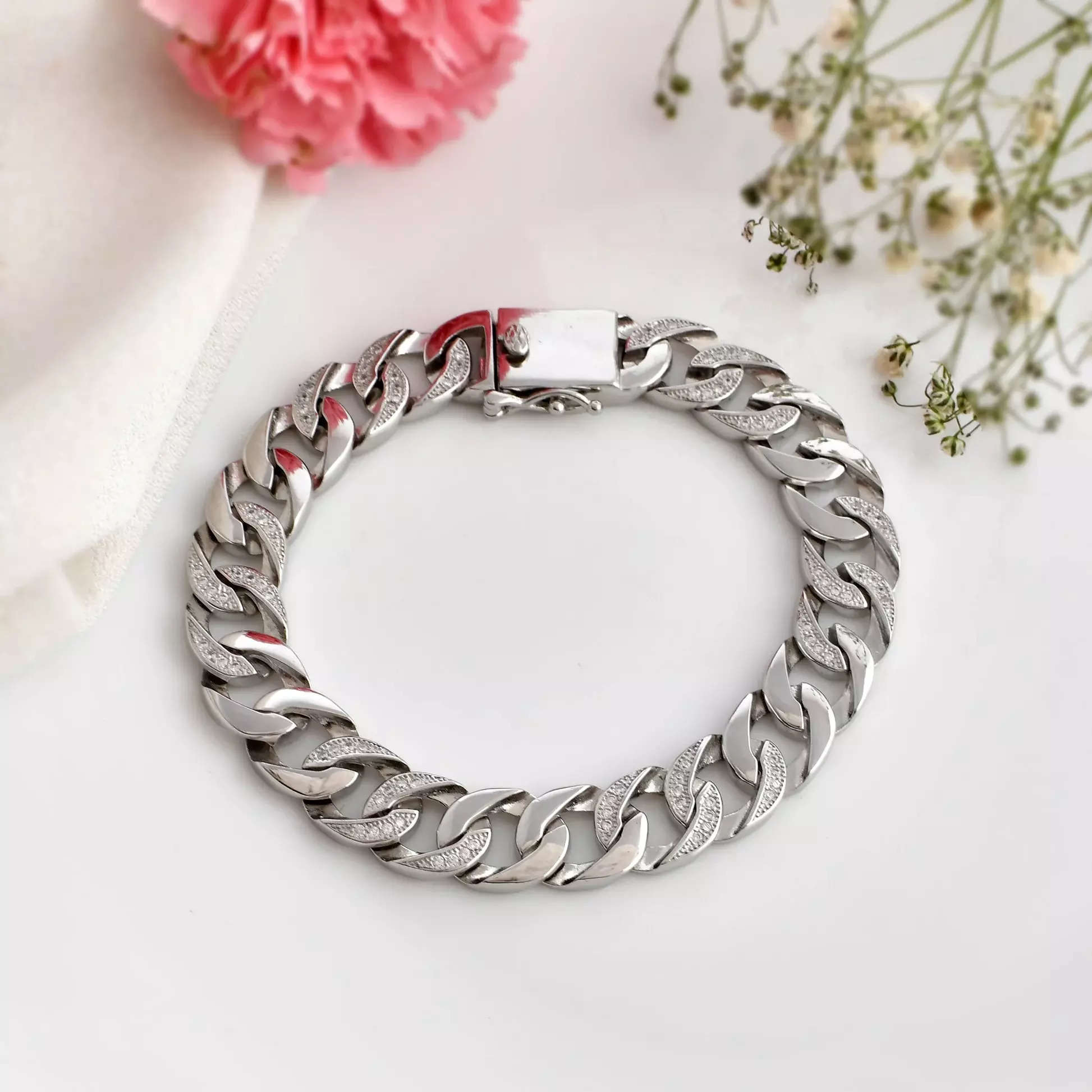 Clara Anti-Tarnish 92.5 Sterling Silver Bracelet 8 inch 15 gm Gift For Men  & Boys : Amazon.in: Jewellery