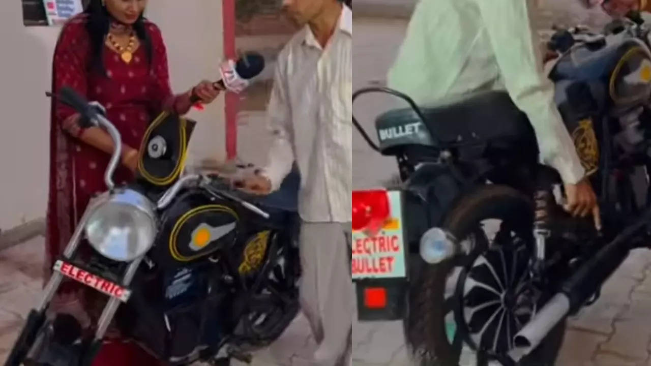 Haryana man builds wooden electric Bullet motorcycle. Video goes viral 