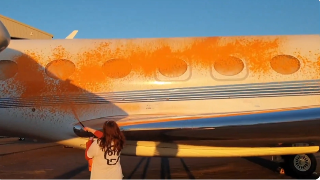 Watch: After Stonehenge, activists spray private jets 