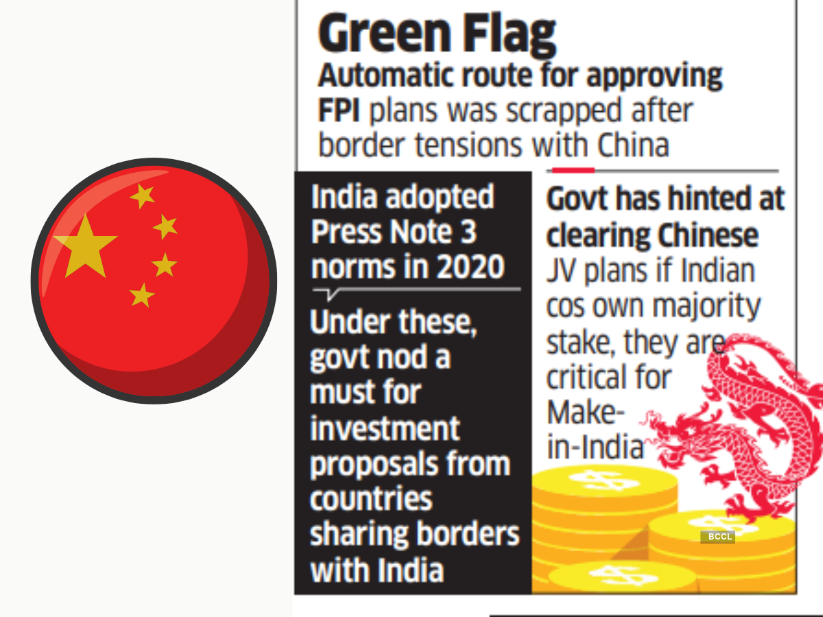 Govt starts taking call on Chinese investments, Indian cos Press (Note ...