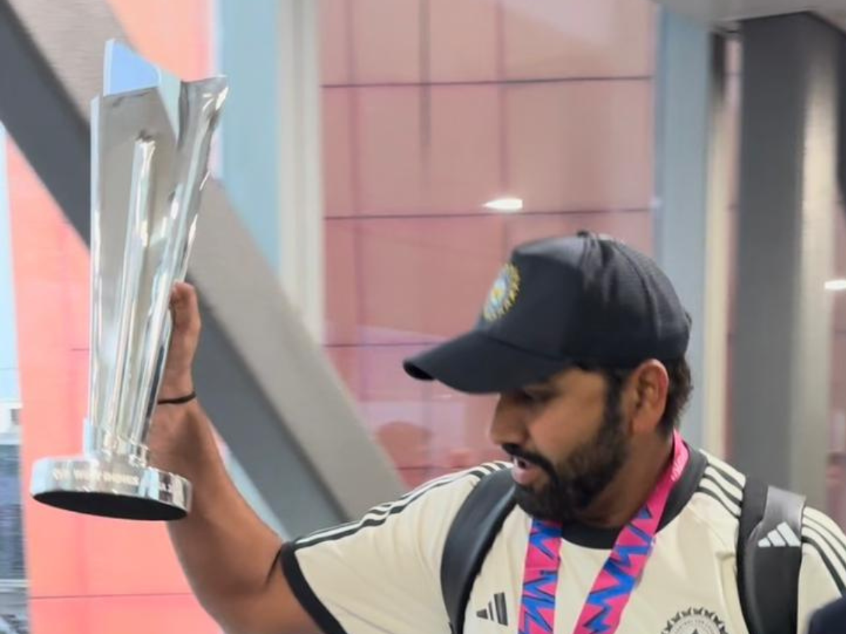 Watch video: Rohit Sharma shows off T20 World Cup trophy as Team India arrives in Delhi 