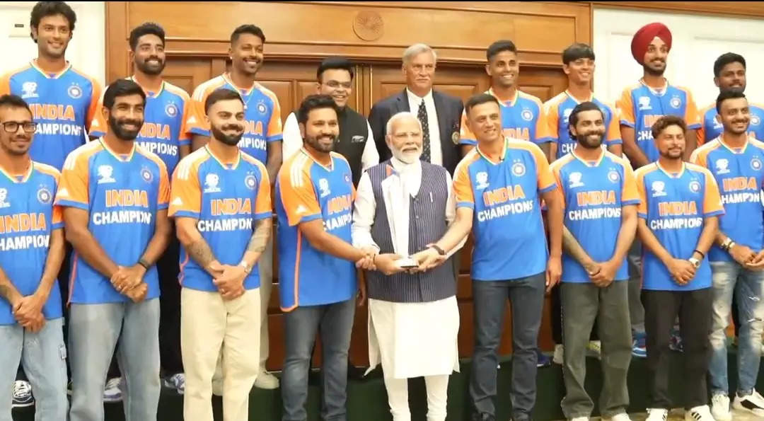 PM Modi seen holding T20 WC trophy during meet with Team India; Here are visuals 