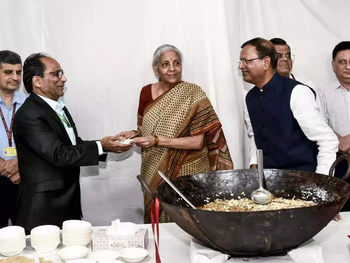 In Pics: Nirmala Sitharaman distributes sweets on Halwa Ceremony days before Budget 