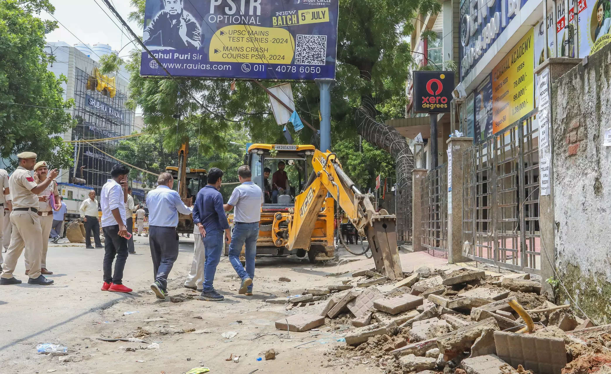 Bulldozer removes encroachments in Delhi's Rajinder Nagar after flooding tragedy at Rau's coaching centre 