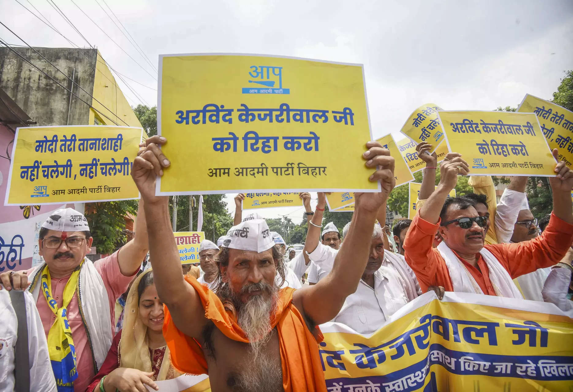 INDIA bloc leaders gather at Jantar Mantar, demand release of Delhi CM Arvind Kejriwal 